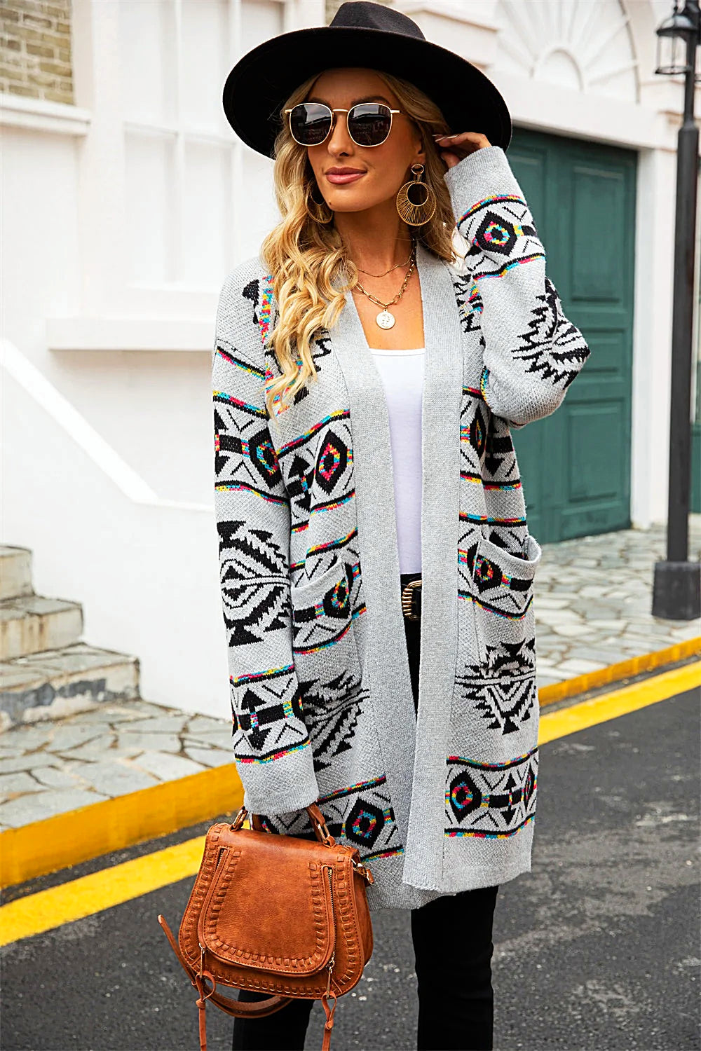 Valenzora | Long ethnic knit cardigan for women