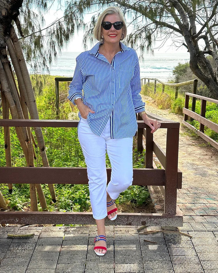 Valenzora | Women's striped button-up shirt