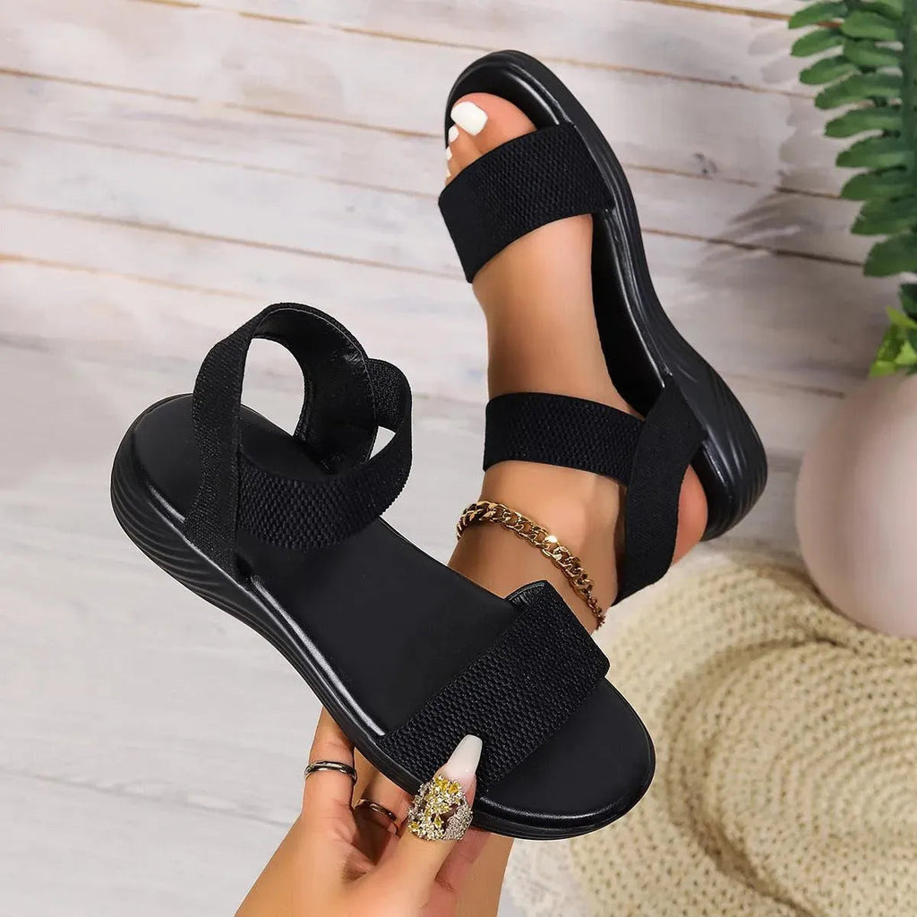 Valenzora | Summer linen sandals with elastic strap