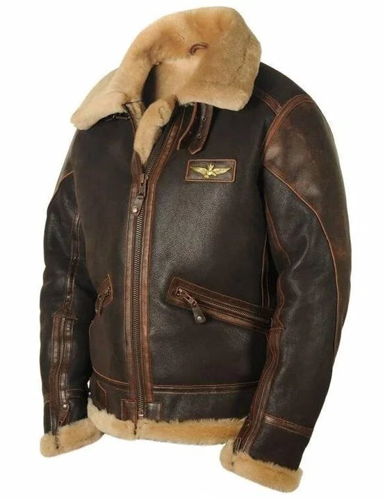 Valenzora | Vintage Charme: Schaffell Pilotenjacke