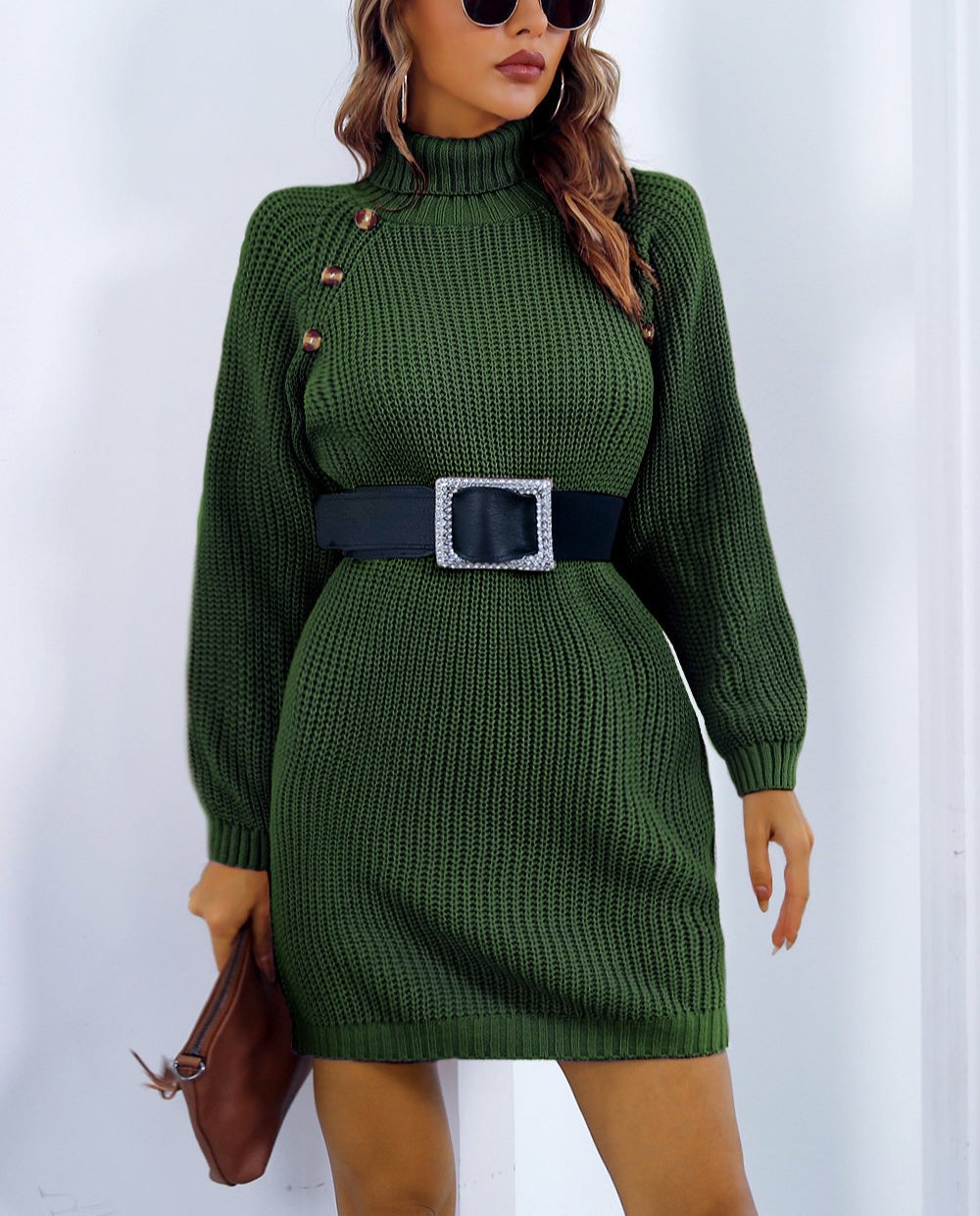 Valenzora | Elegantes Herbst-Strickkleid mit Kragen und Knopfleiste für Damen