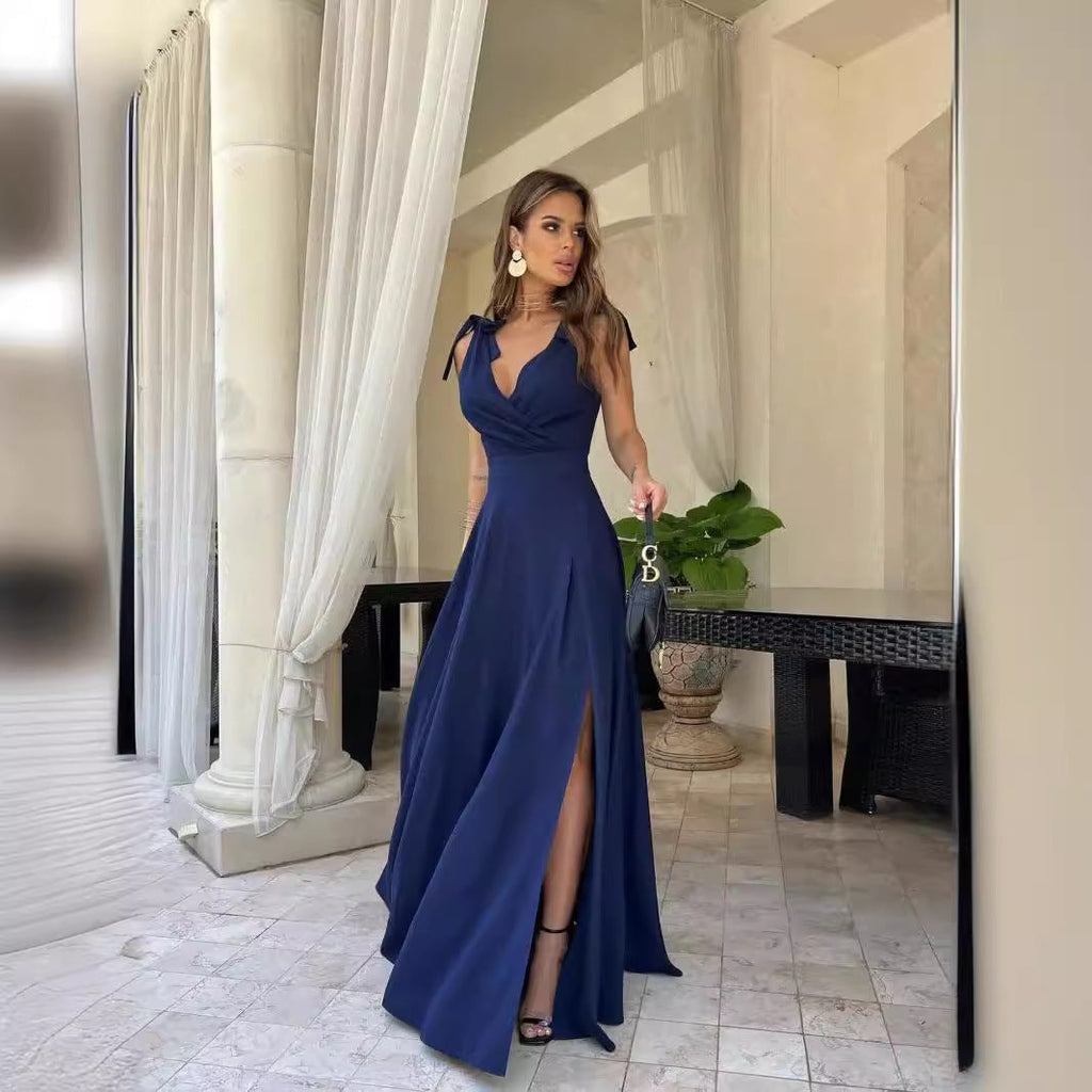 Valenzora | Abendkleid, lang, plissiert, einfarbig