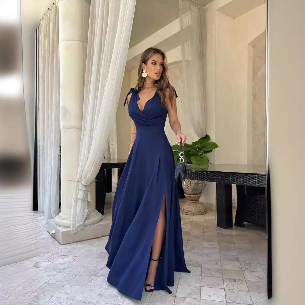 Valenzora | Abendkleid, lang, plissiert, einfarbig