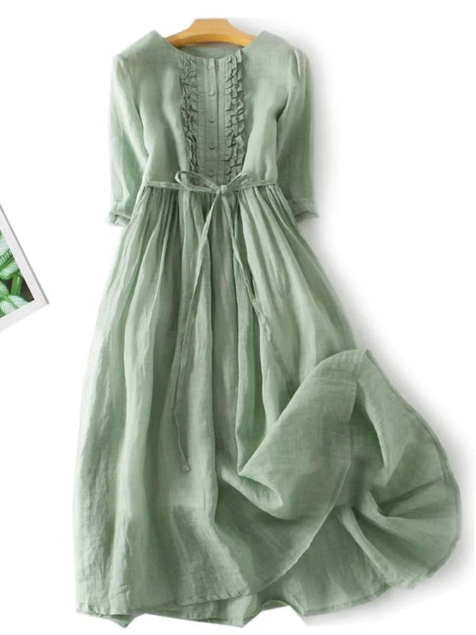 Valenzora | Cotton Linen Ruffled Dress