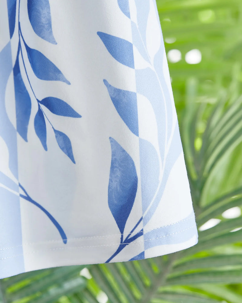 Valenzora | Kurzärmeliges Sommerkleid mit Blätterdruck