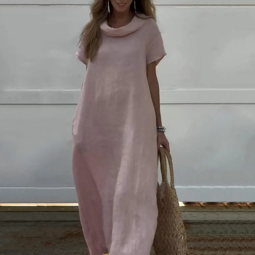Valenzora | Linen dress with elegant collar