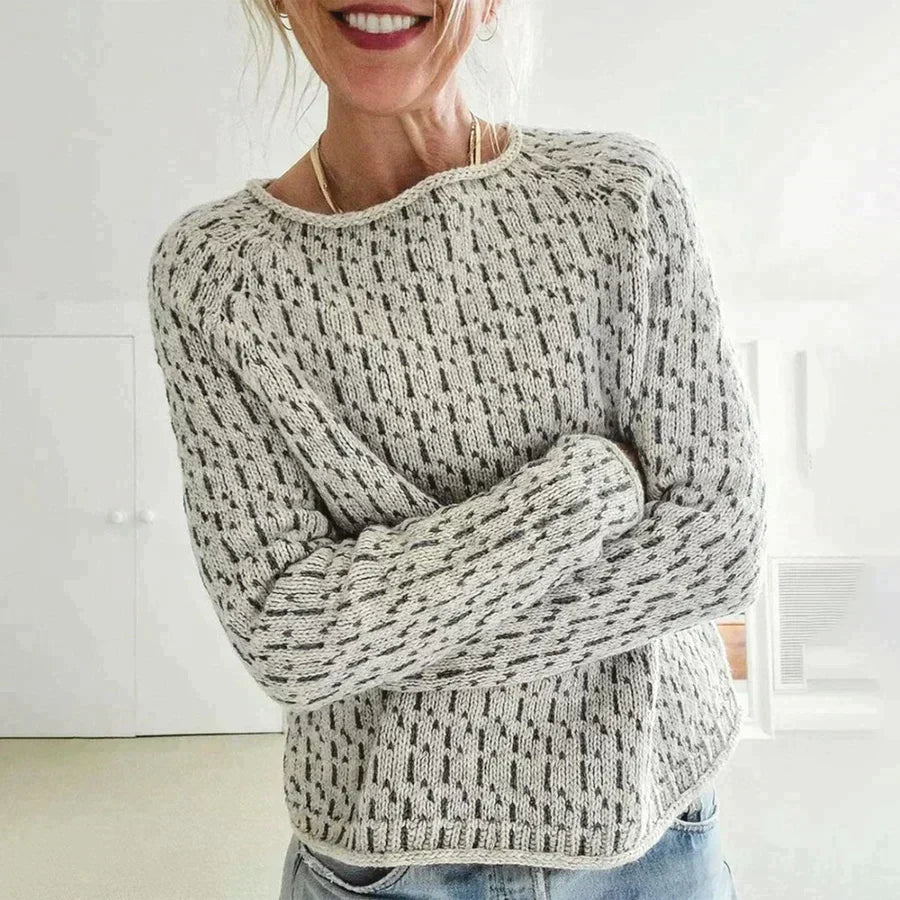 Elegant grey boat-neck sweater