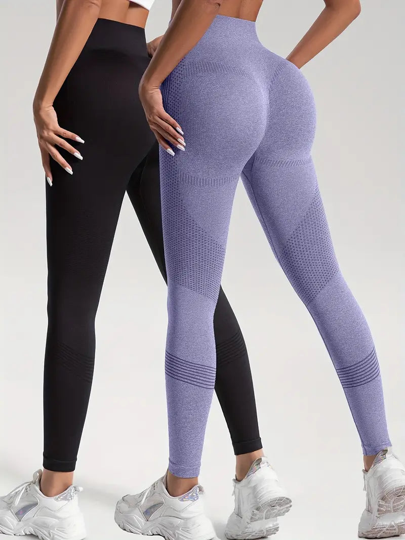 Valenzora | 2 pcs. Sports leggings for yoga and fitness. Solid color with high stretch.