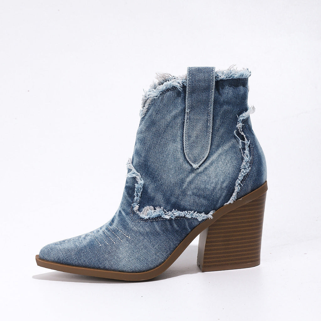 Valenzora | Women's Trendy Pointed-Toe Western Cowboy Boots Comfortable Ankle Boots