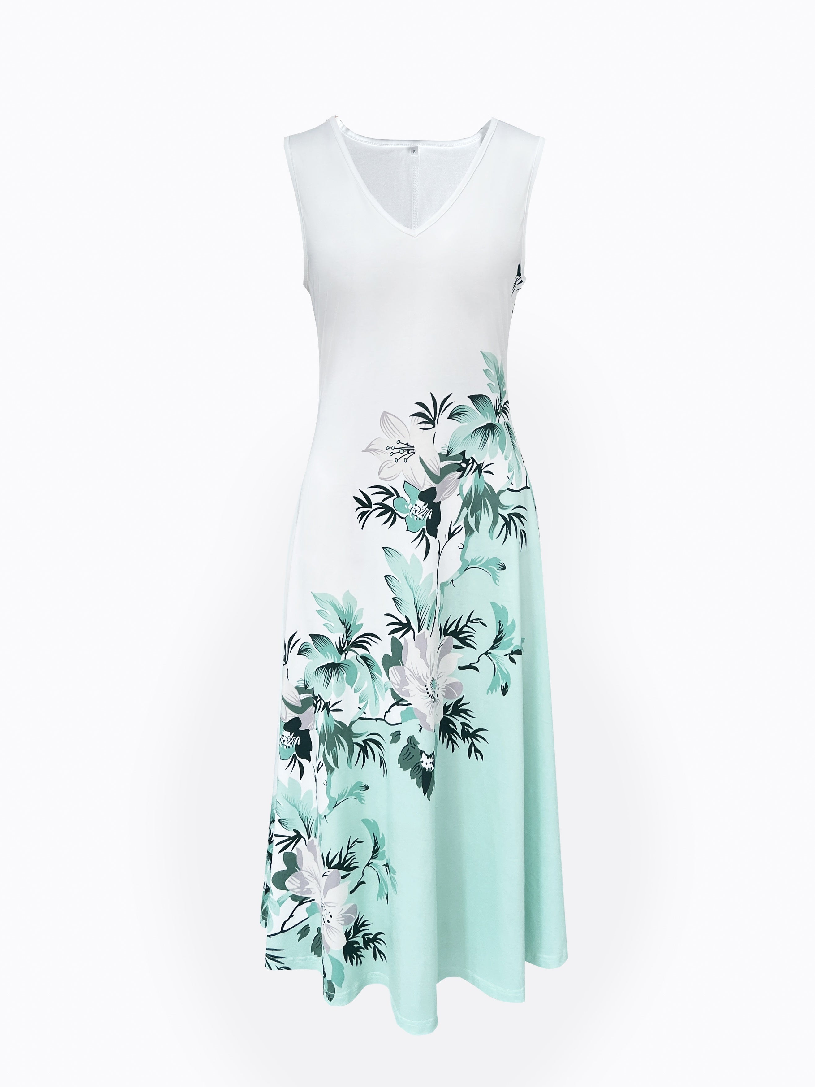 Valenzora Dress | Elegant turquoise long blazer/dress set with floral pattern