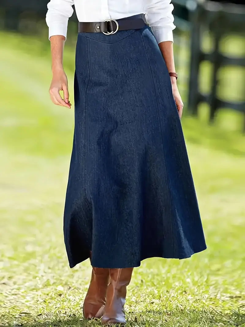 Valenzora | A-line denim maxi skirt