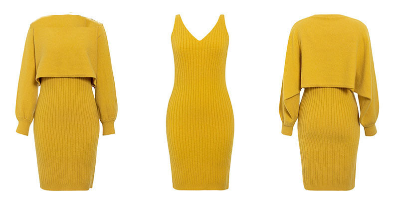 Valenzora | 2-teiliges Strickset – elegantes, ärmelloses Strickkleid mit Pullover für Herbst und Winter