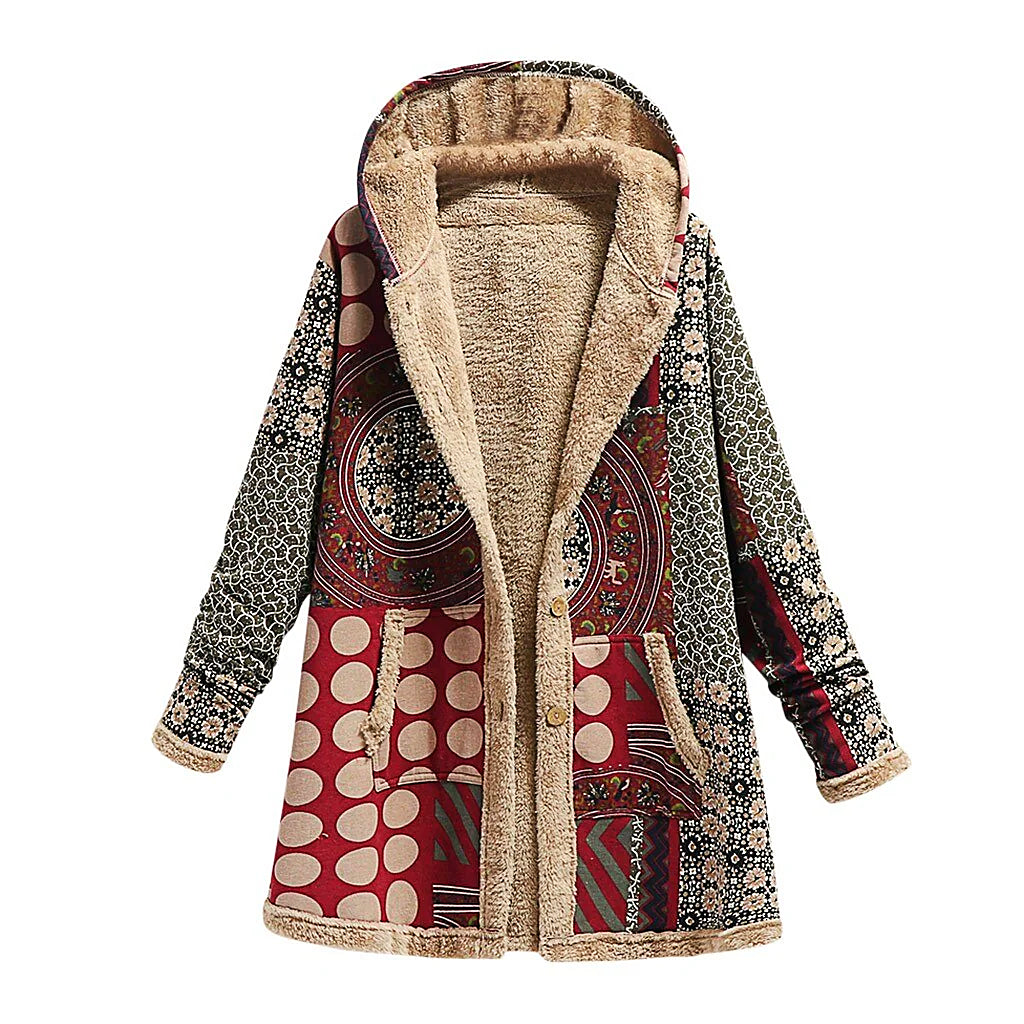 Valenzora | Thick fleece jacket for women with print