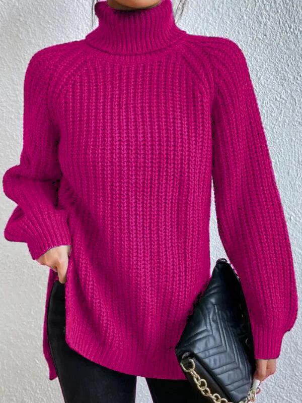 Valenzora Dresden – Roll-neck sweater with raglan sleeves and slit hem