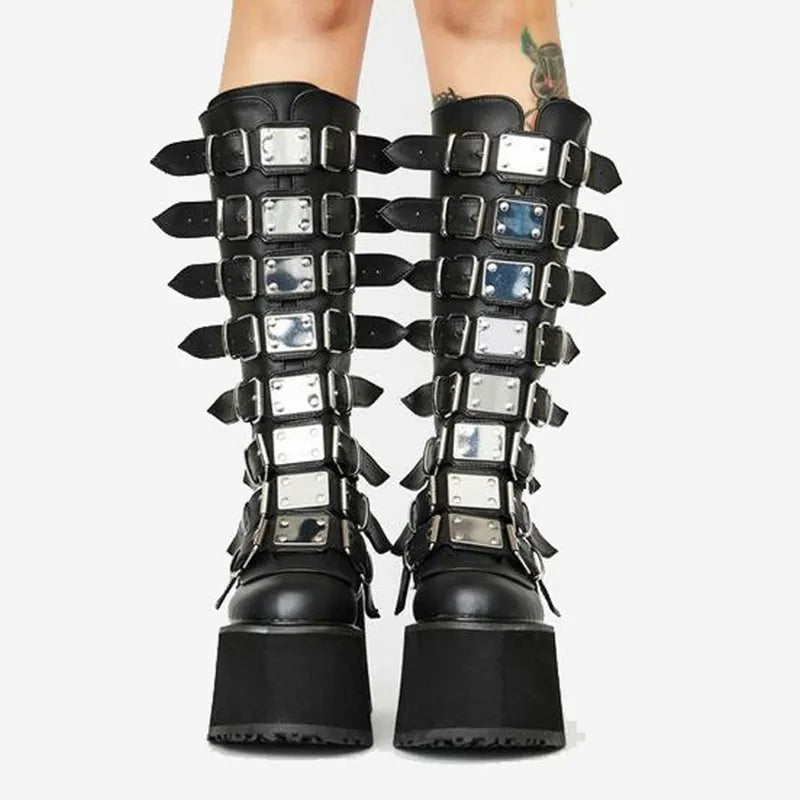 Valenzora | Chunky High-Heel-Stiefel mit Reißverschluss