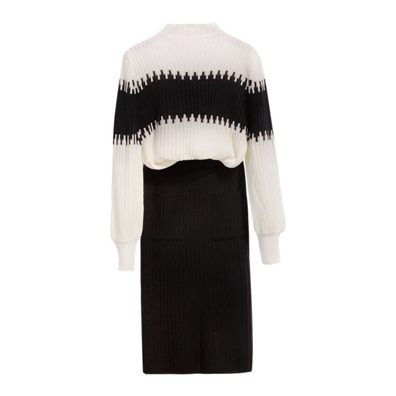 Valenzora | 1-piece knitwear set - long-sleeved sweater and slim midi skirt