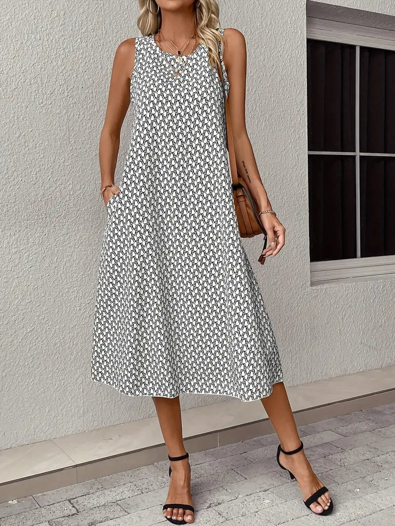 Valenzora | Freizeitkleid mit Allover-Print und Tasche – modisch & bequem