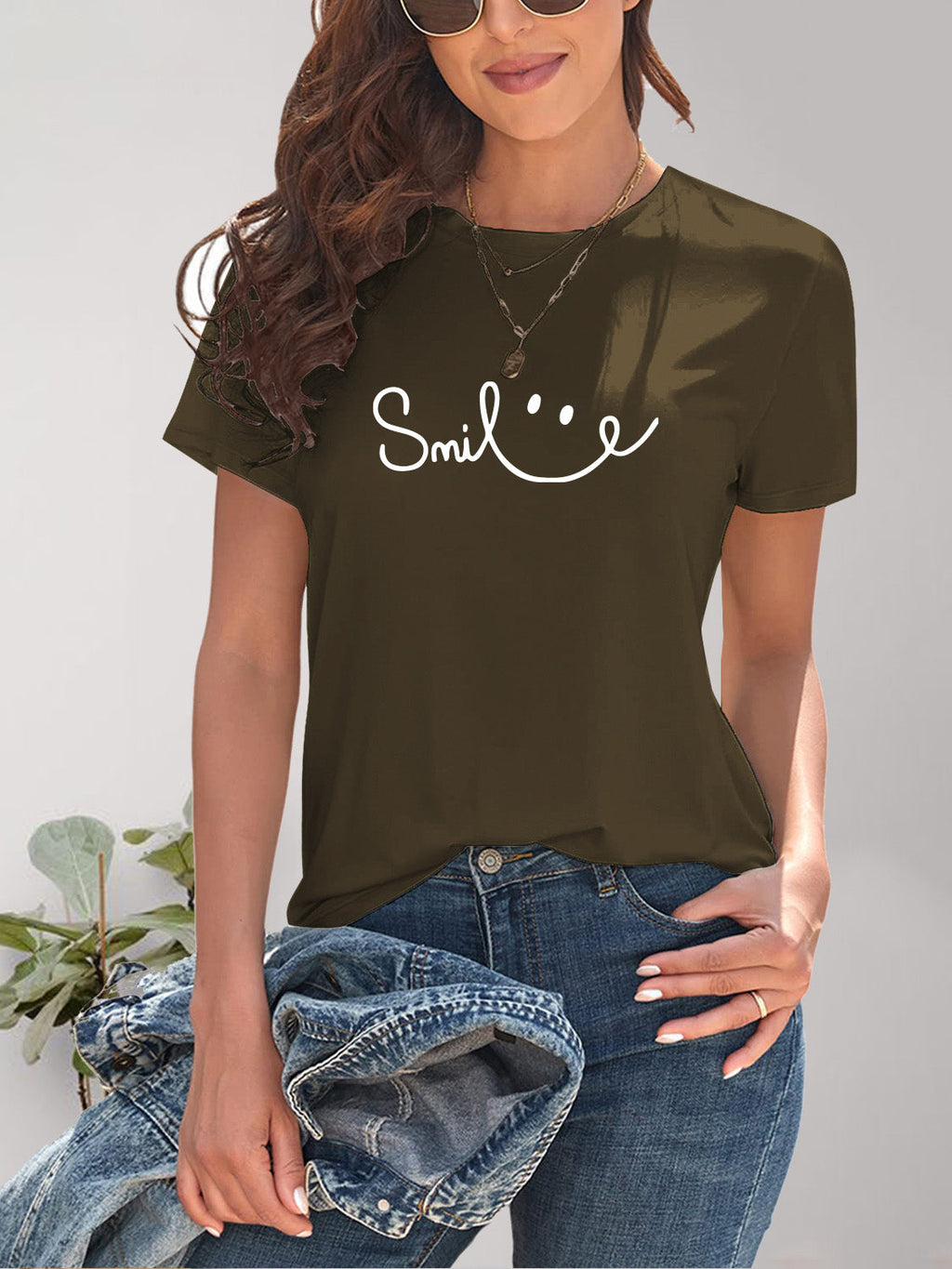 Valenzora | Smile Crew Neck Short Sleeve T-Shirt