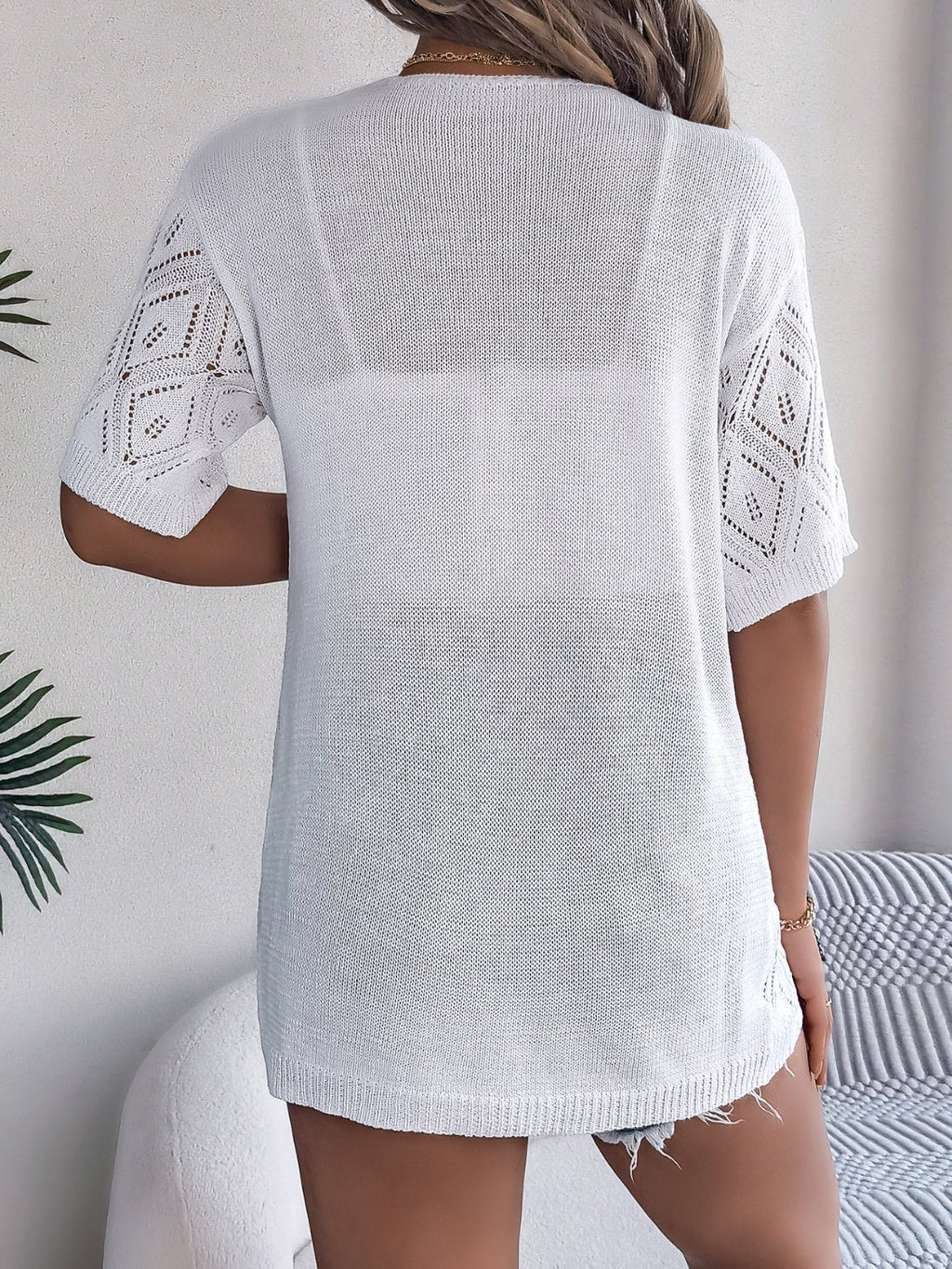 Valenzora | Open-front, open-cut, short-sleeved cardigan