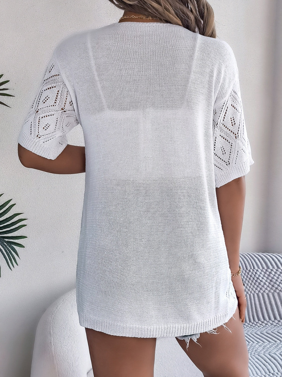 Valenzora | Open-front, open-cut, short-sleeved cardigan