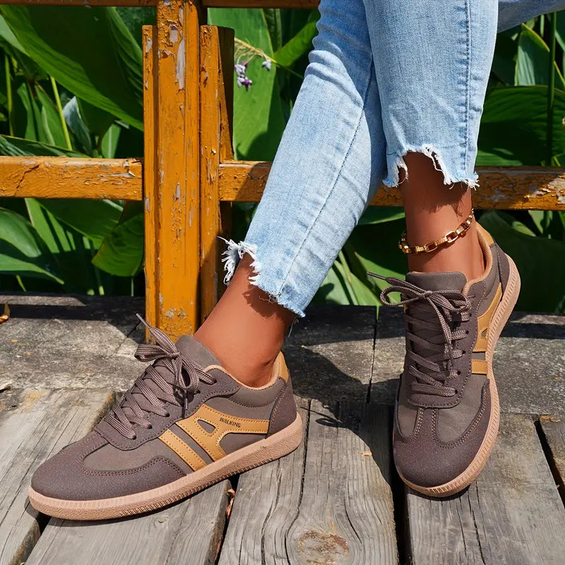 Valenzora | Damen Freizeit-Sneaker mit niedrigem Absatz, Schnürschuhe im Modedesign
