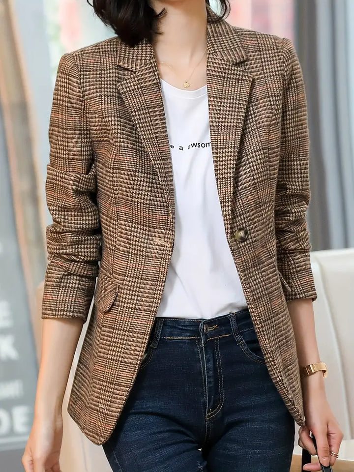 Valenzora | Karierter Blazer mit Revers und einem Knopf