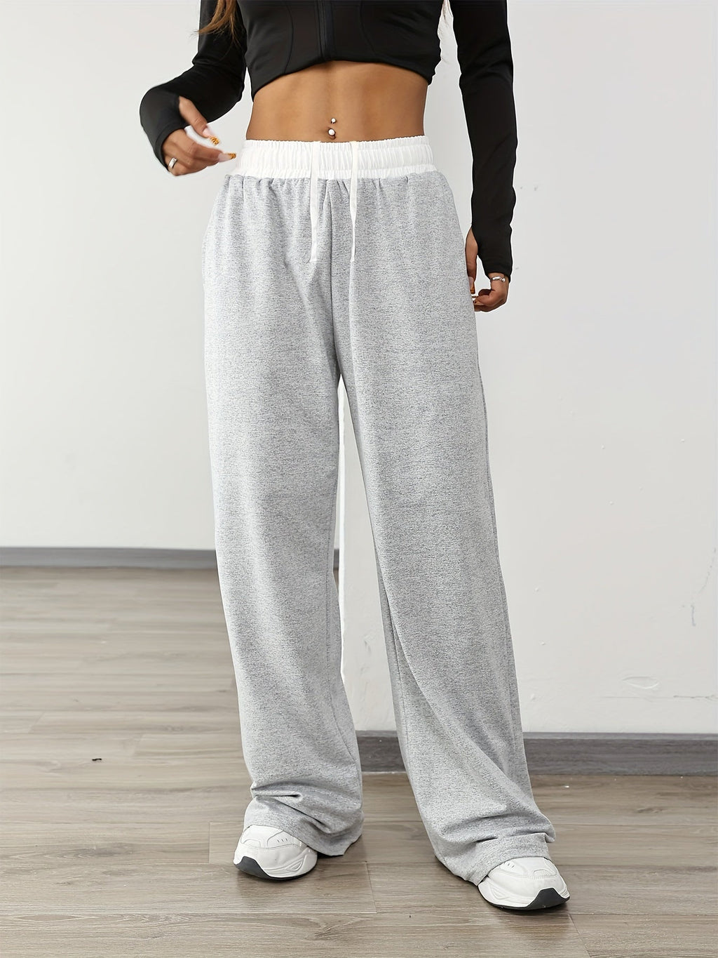 Valenzora | High Stretch Color Combination Tracksuit Bottoms with Pockets