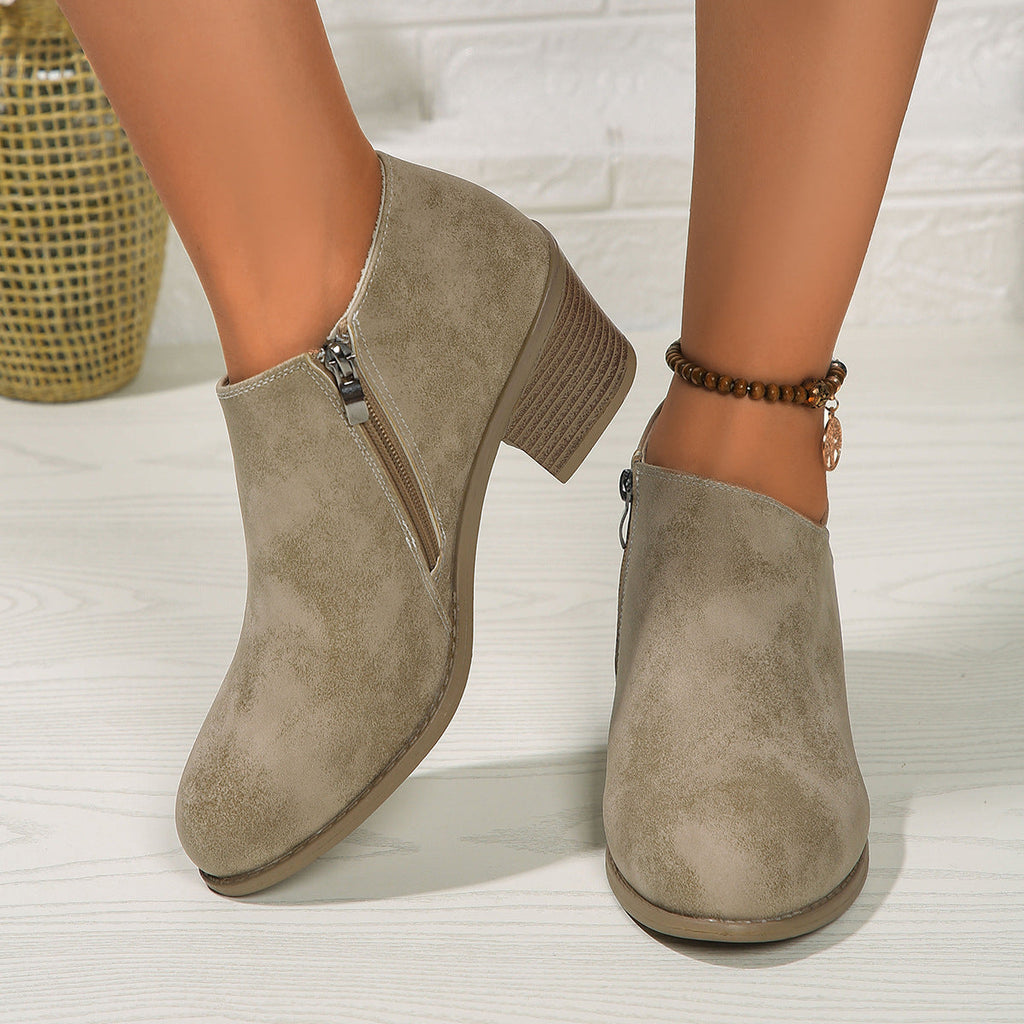 Valenzora | Stiefeletten - Bequeme Damenstiefel mit Blockabsatz und Reißverschluss