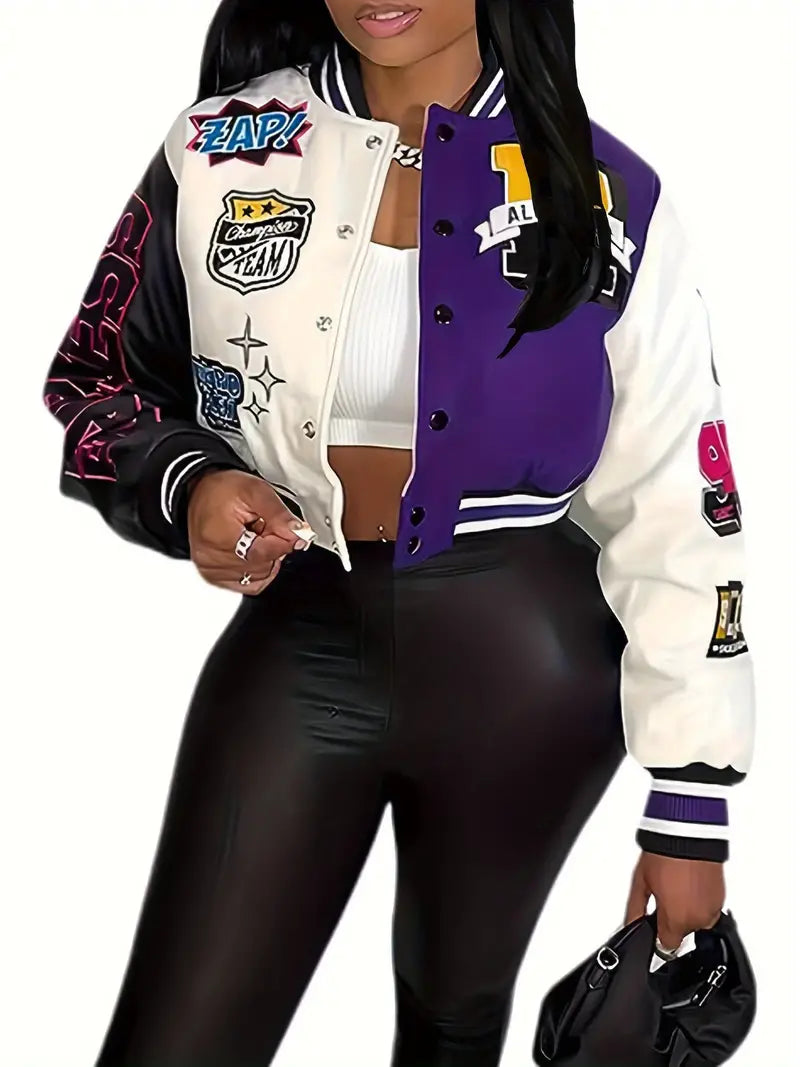 Valenzora | Damen-Collegejacke mit Buchstaben-Print