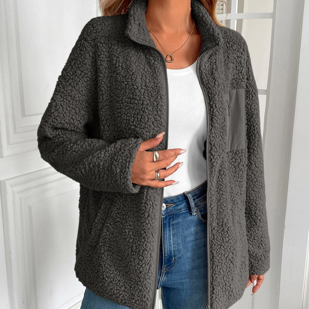Valenzora | Casual Winter Zip-Up Fuzzy Jacket for Women