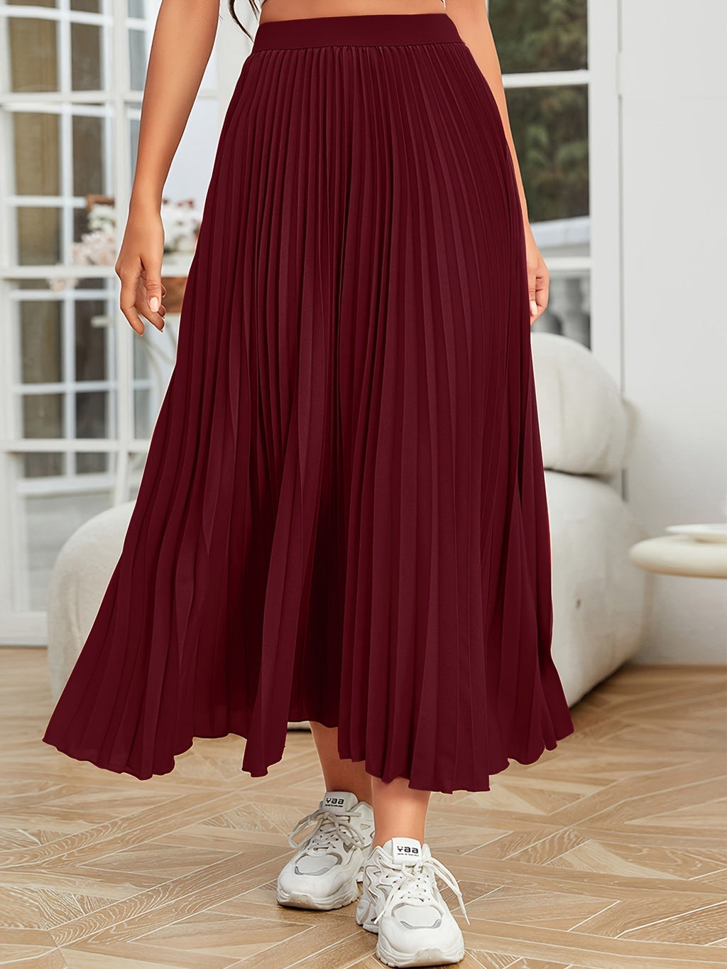 Valenzora | Pleated plain curly skirt