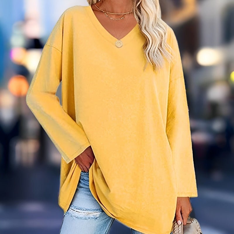 Valenzora - Your trendy long-sleeved shirt with a V-neck for comfort