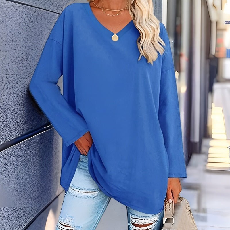 Valenzora - Your trendy long-sleeved shirt with a V-neck for comfort