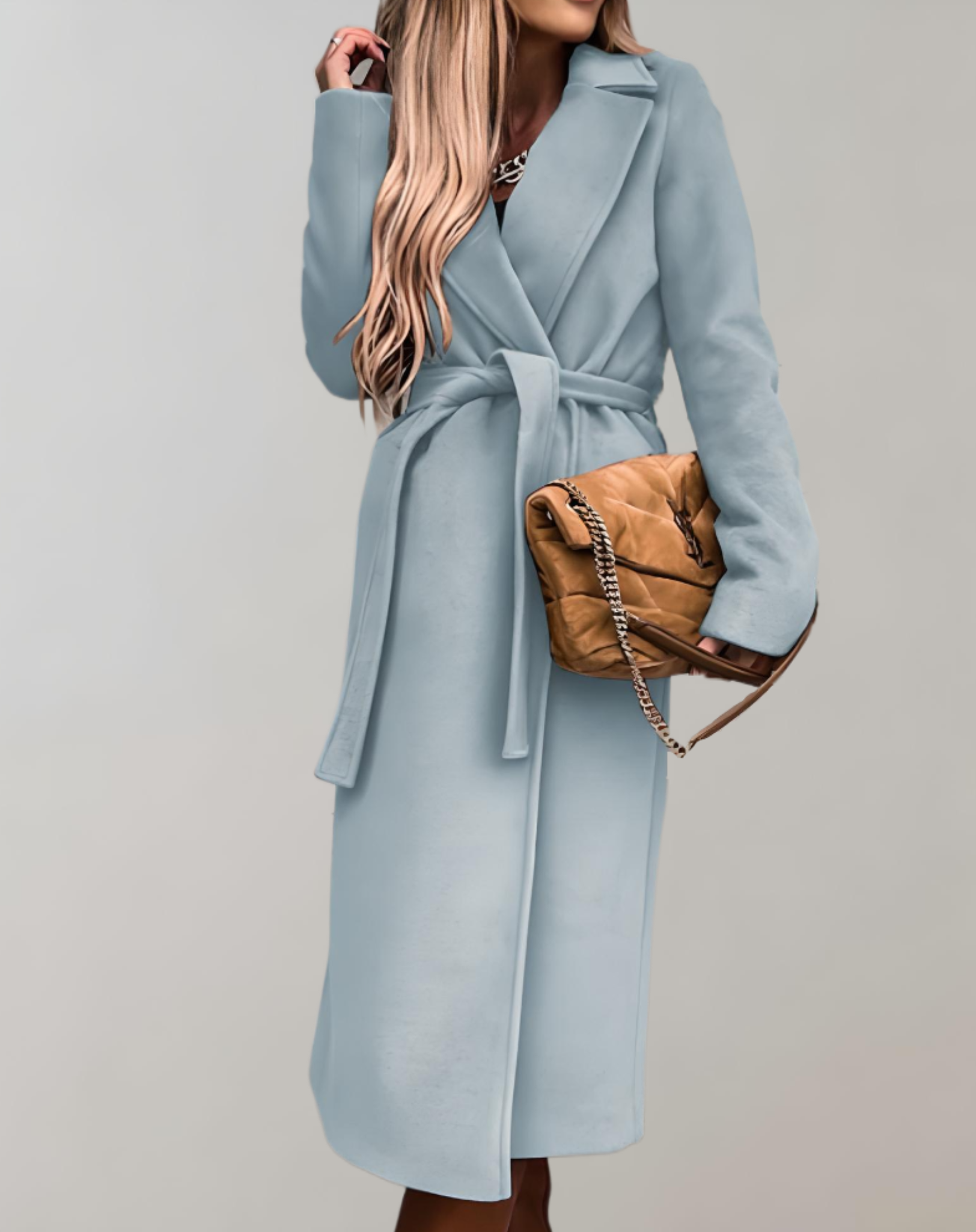 Long Autumn Jacket for Women with Jacket and Belt
