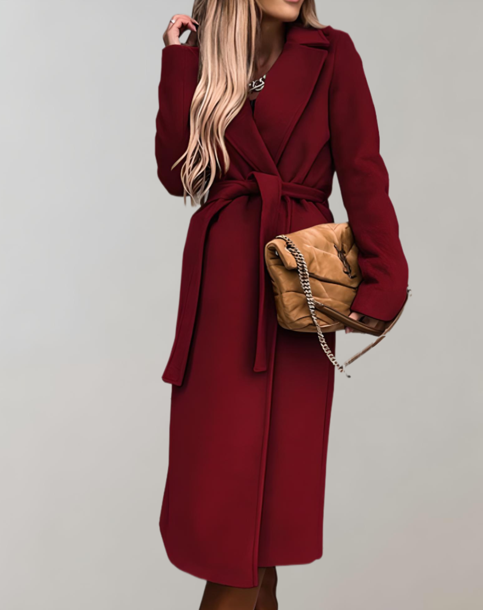 Autumn jacket for women with belt