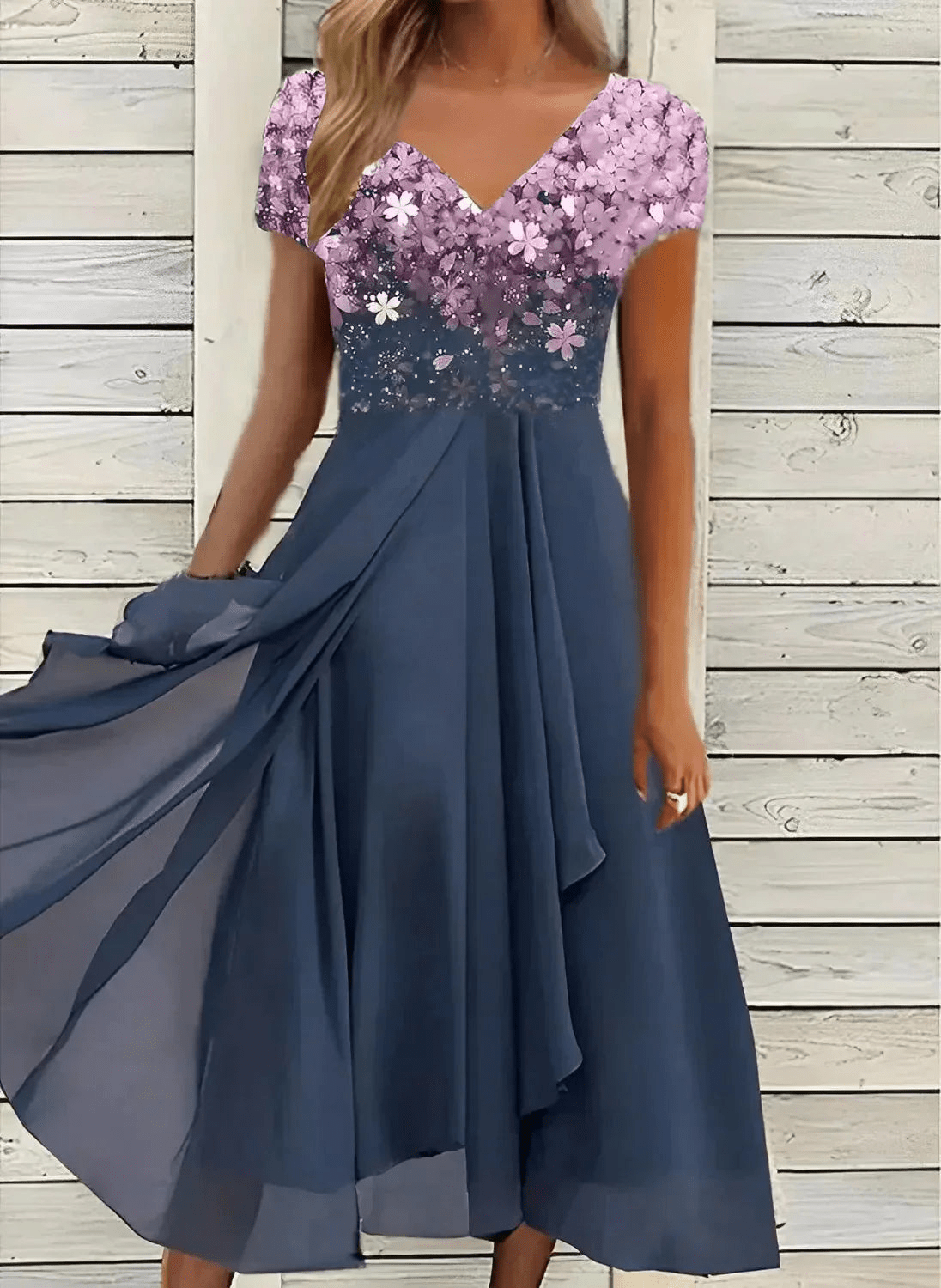 Valenzora | Elegantes Chiffon-Partykleid Midikleid für Damen