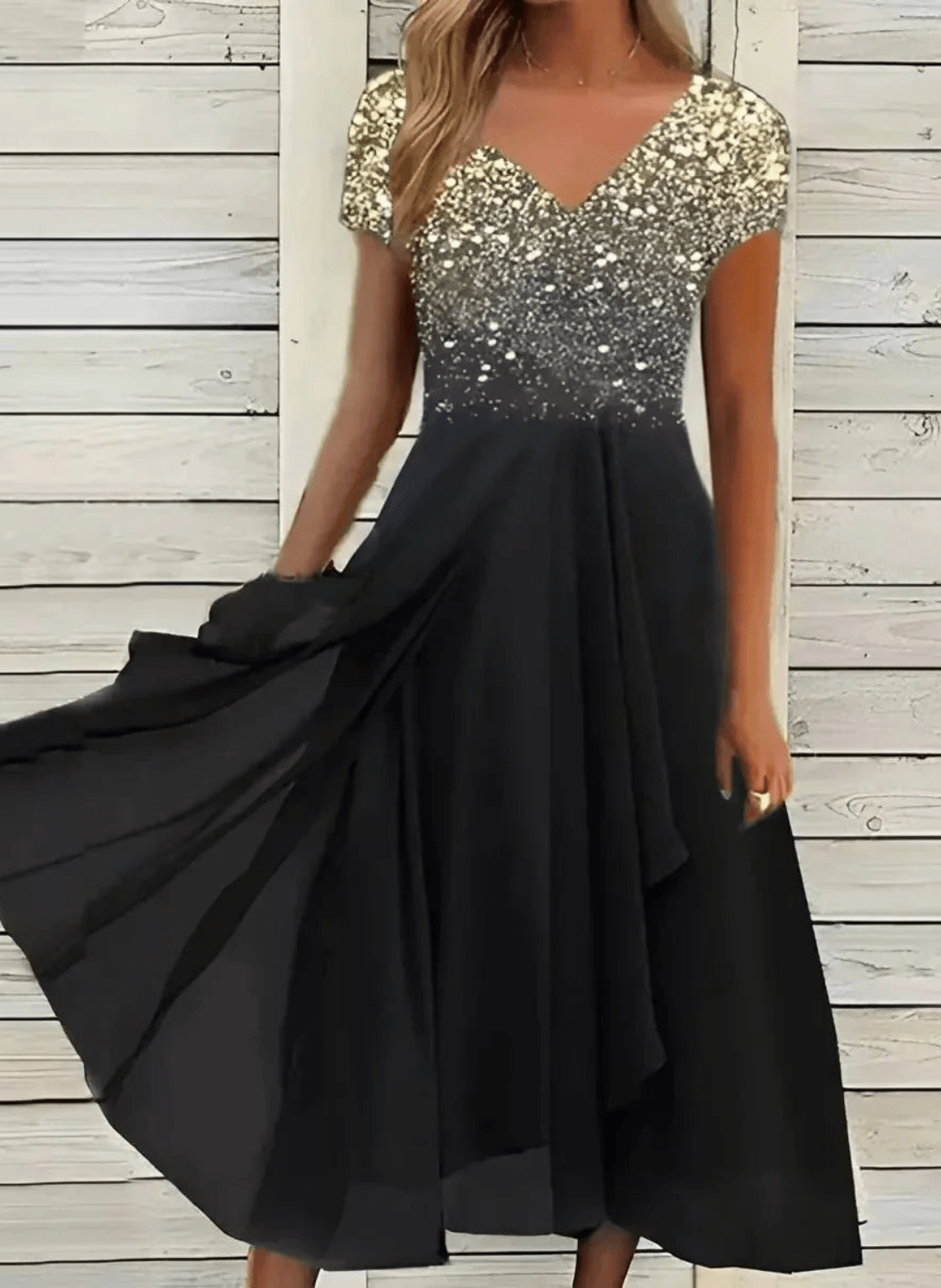 Valenzora | Elegantes Chiffon-Partykleid Midikleid für Damen