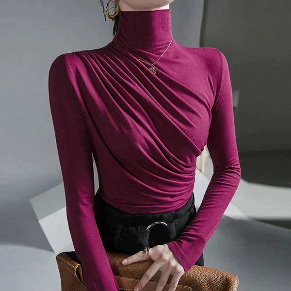 Pleated turtleneck sweater