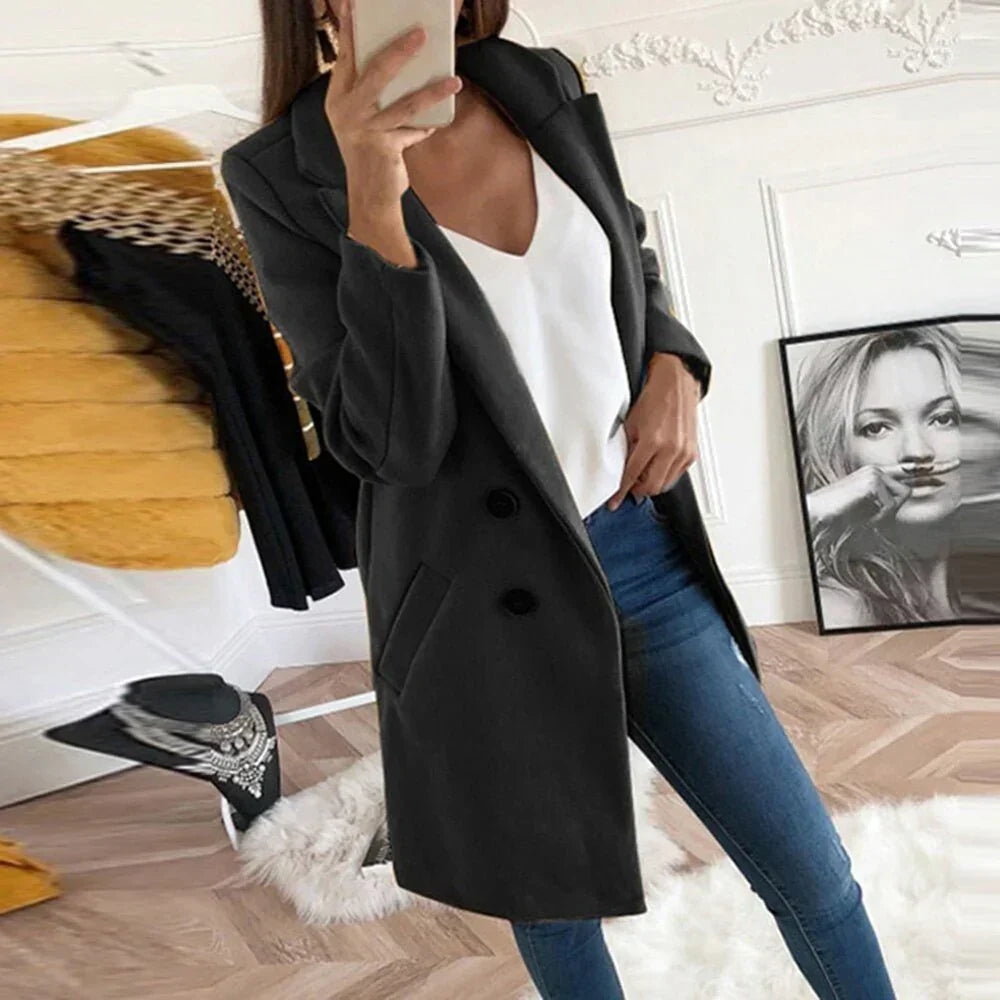 Valenzora | Eleganter langer Blazer-Mantel