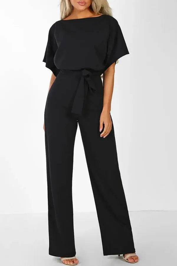Valenzora | Elegant jumpsuit with wide legs and waist belt