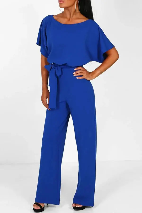 Valenzora | Elegant jumpsuit with wide legs and waist belt
