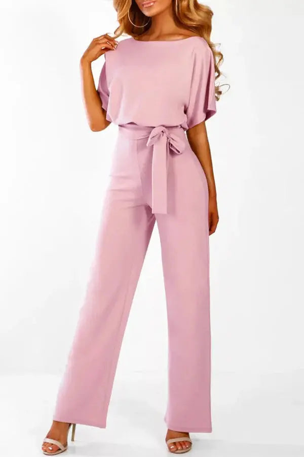 Valenzora | Elegant jumpsuit with wide legs and waist belt
