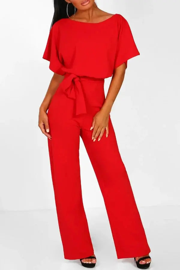 Valenzora | Elegant jumpsuit with wide legs and waist belt