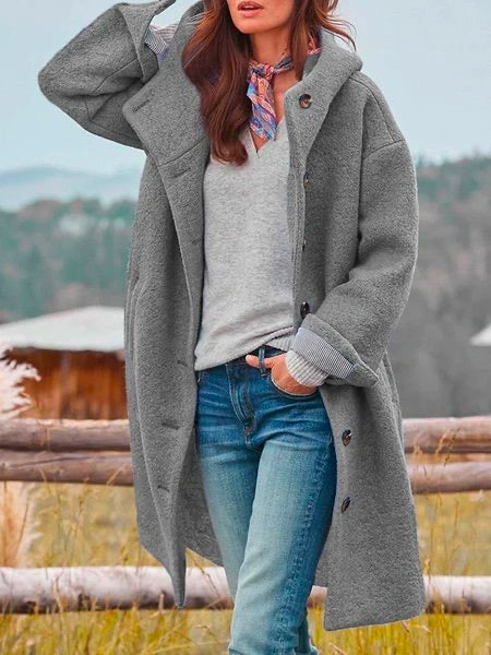 Valenzora | Midijacke mit Knöpfen und elegant fließender Passform