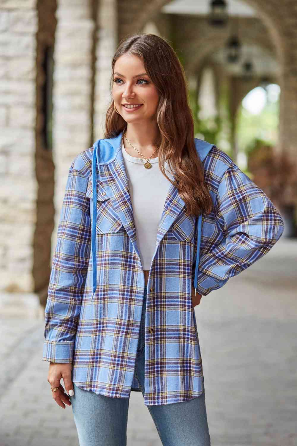 Valenzora | Checkered long-sleeved hooded jacket