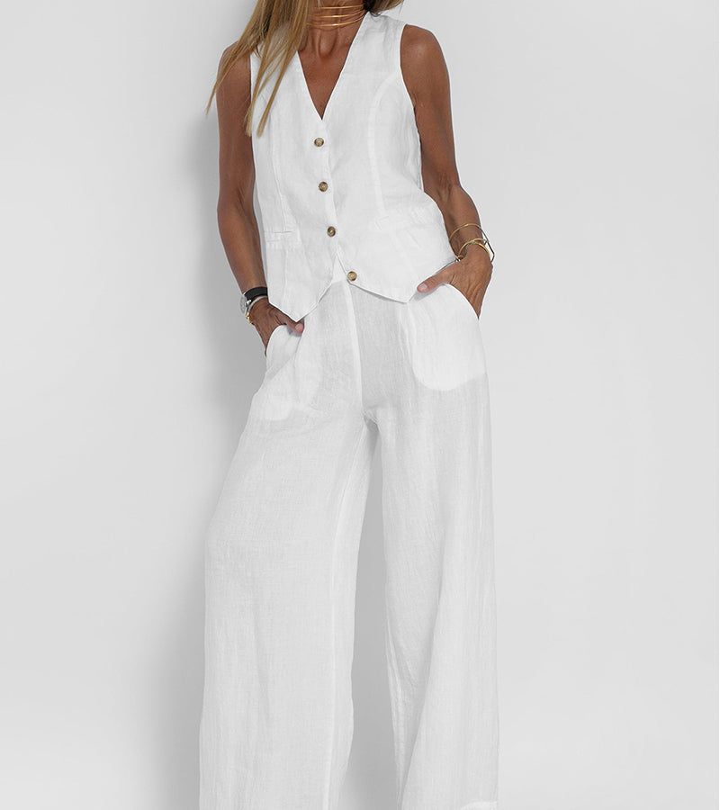 Valenzora | Button-up vest & wide-leg trousers set