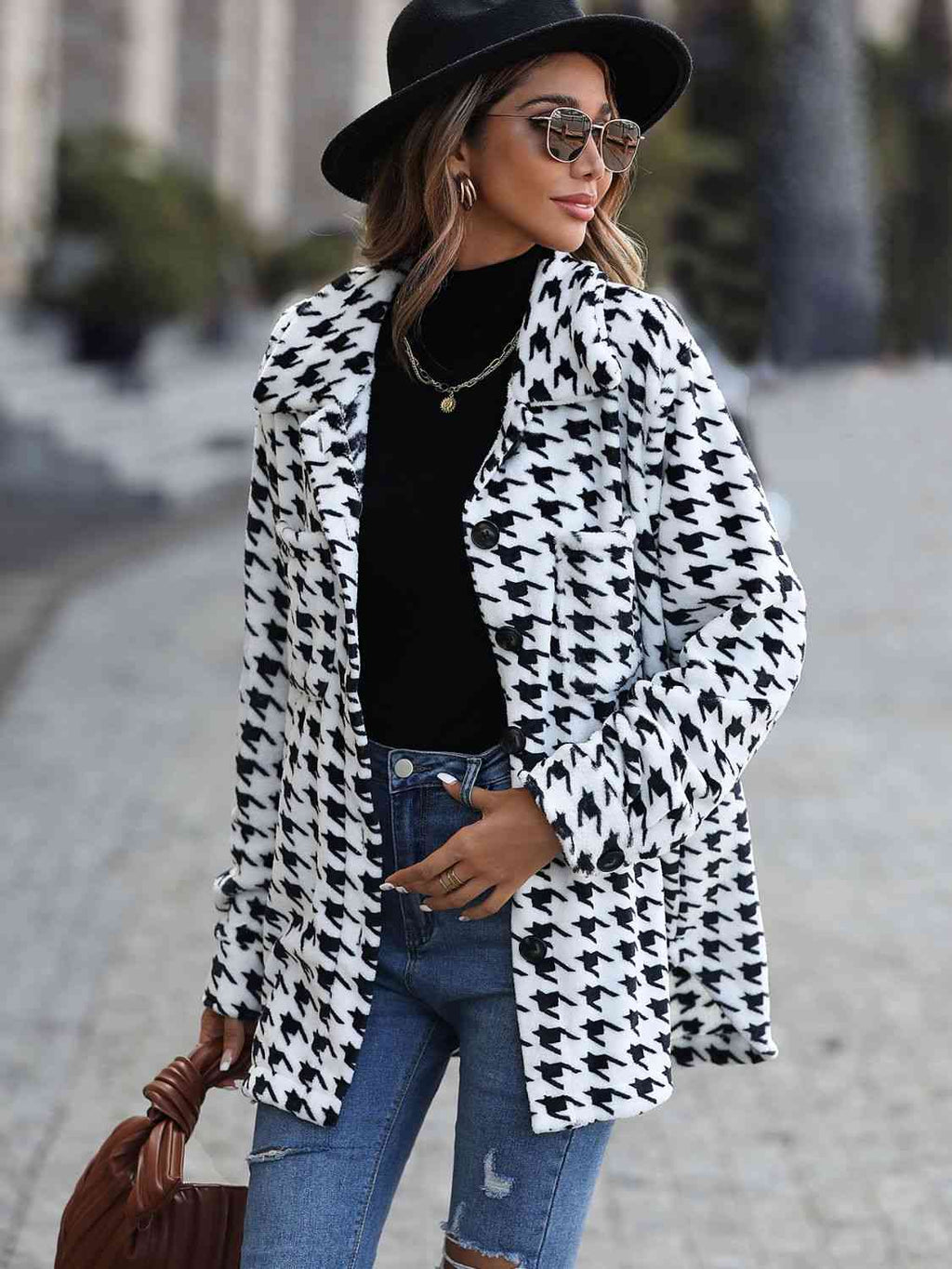 Valenzora | Houndstooth Button Down Jacket