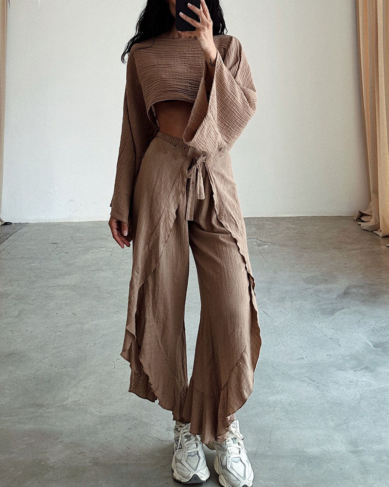 Valenzora | Slit Binding Cotton and Linen Two-Piece Set