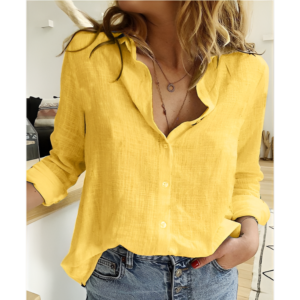 Valenzora | Classic linen blouse with button placket for women