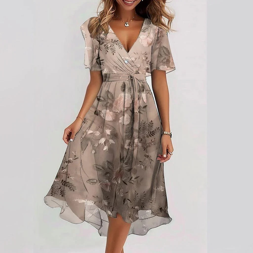 Valenzora | Stylish floral dress with short sleeves